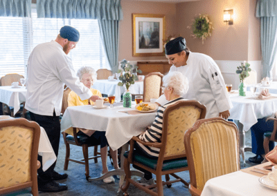care staff in dining center